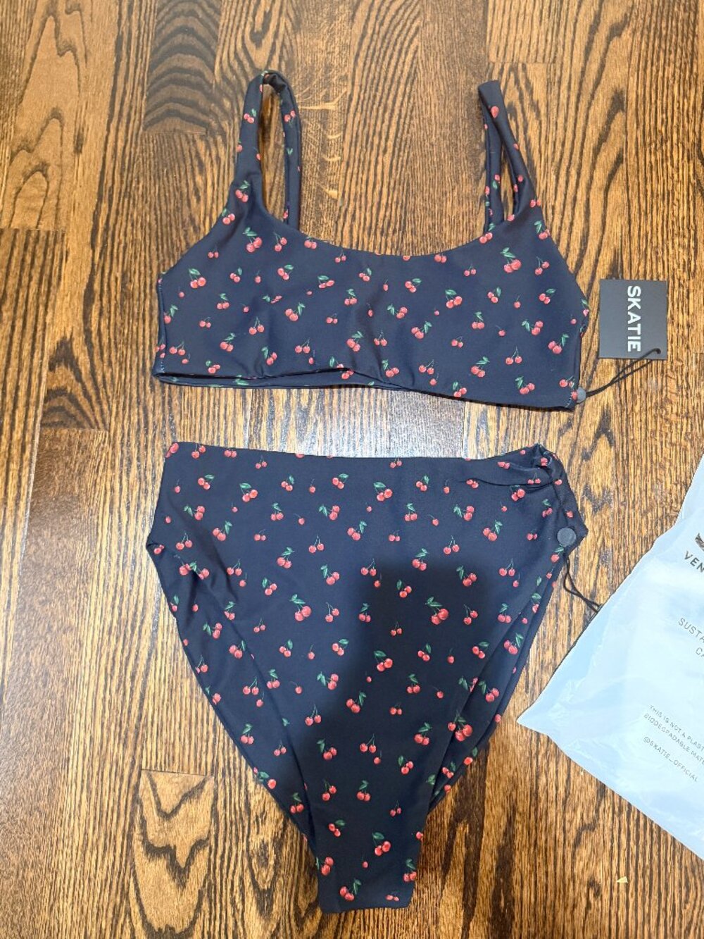 NWT Skatie Black Cherry Print Bikini